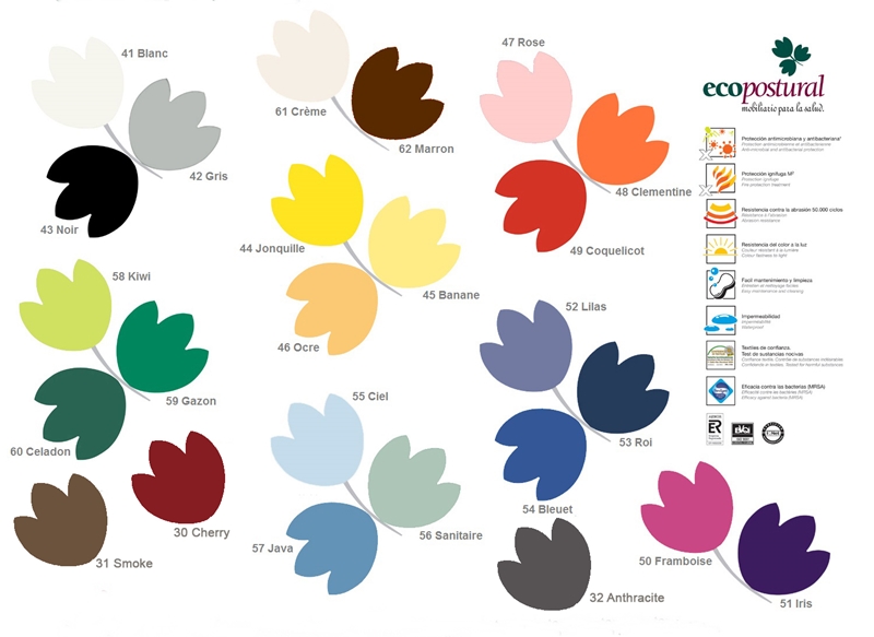 Farbpalette Kunstleder 2019 Ecopostural